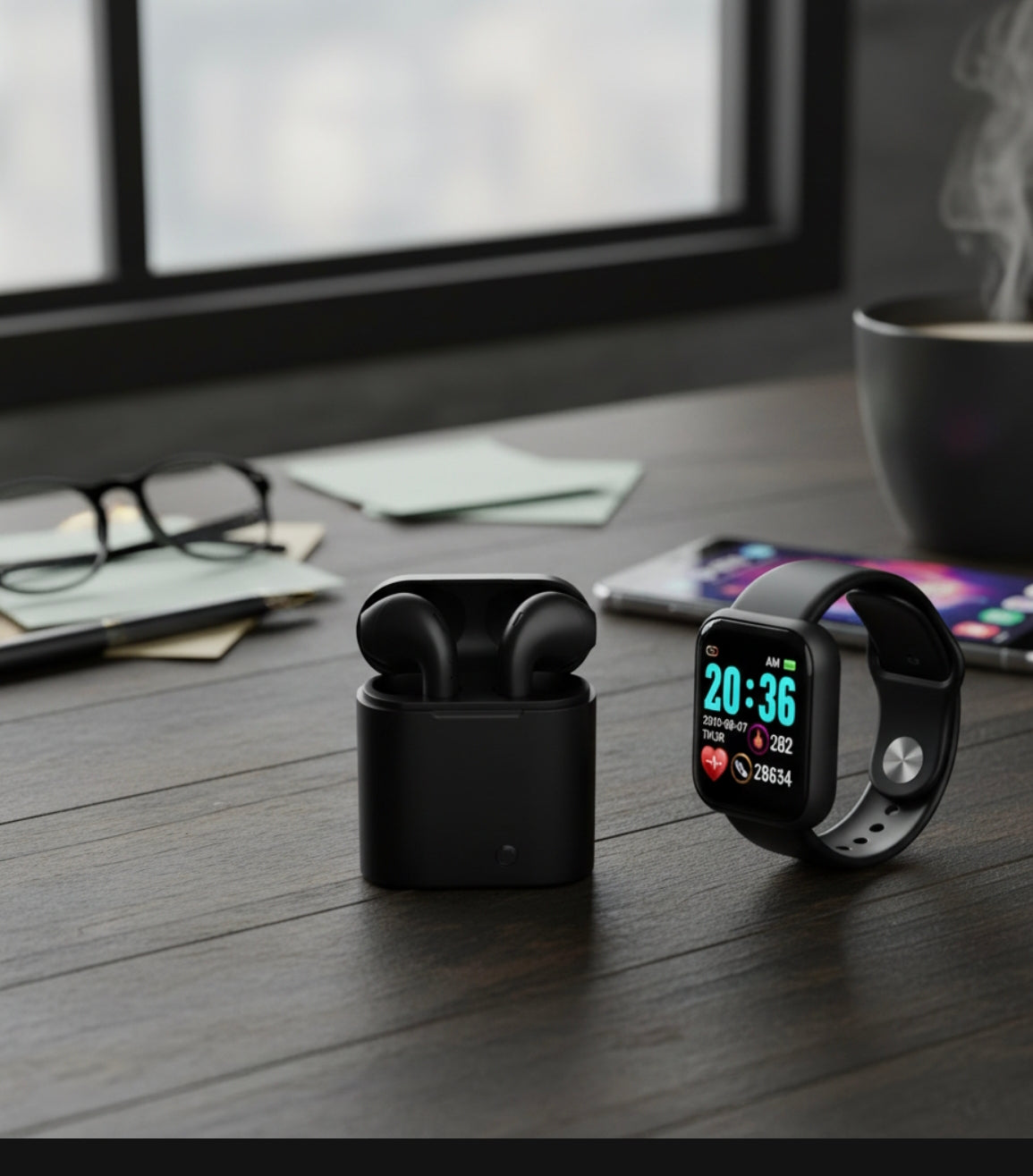 Combo smartwatch Y68 + Audífonos I12™